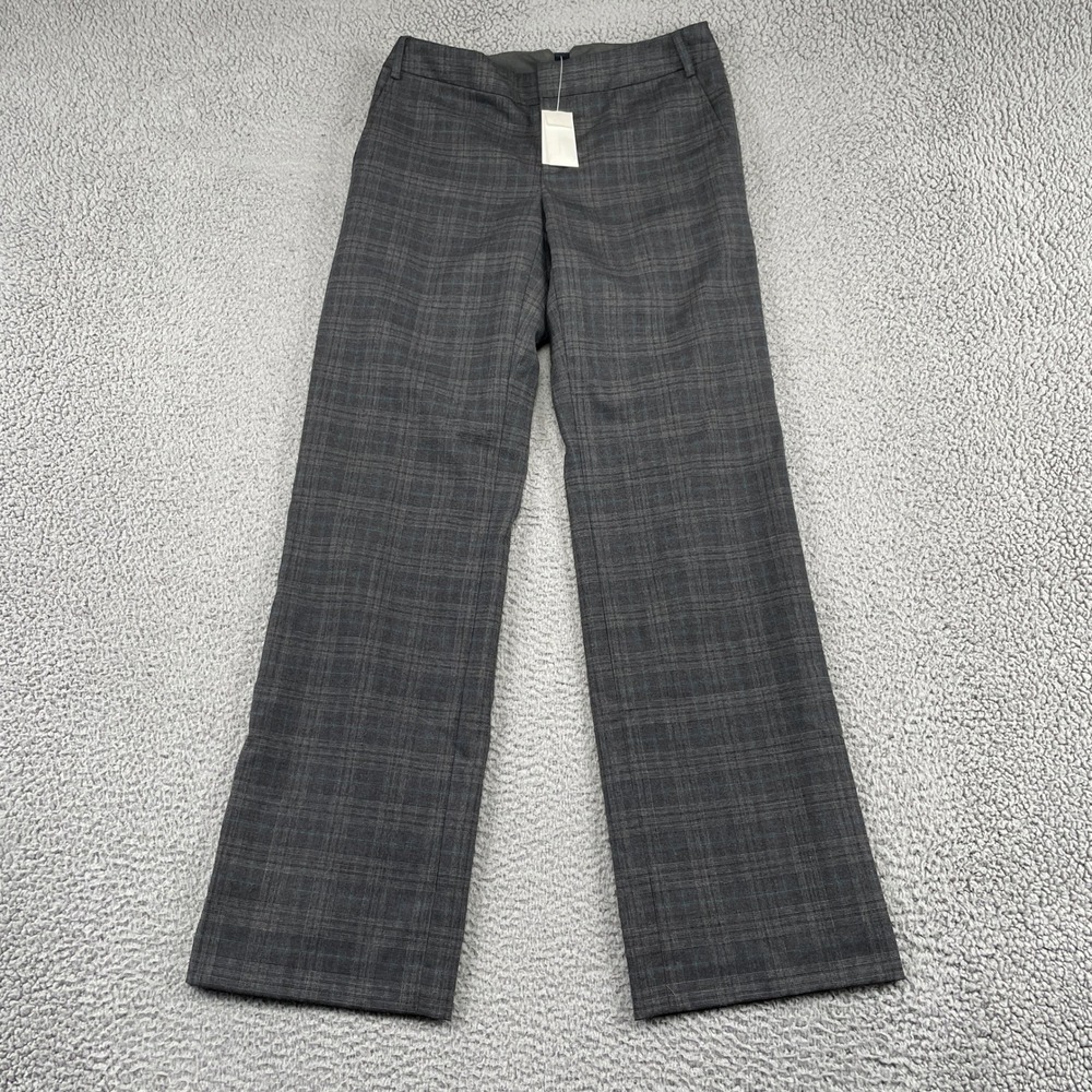 Banana Republic Dress Pants Womens 4 Gray Martin Plaid Wool Stretch Trousers